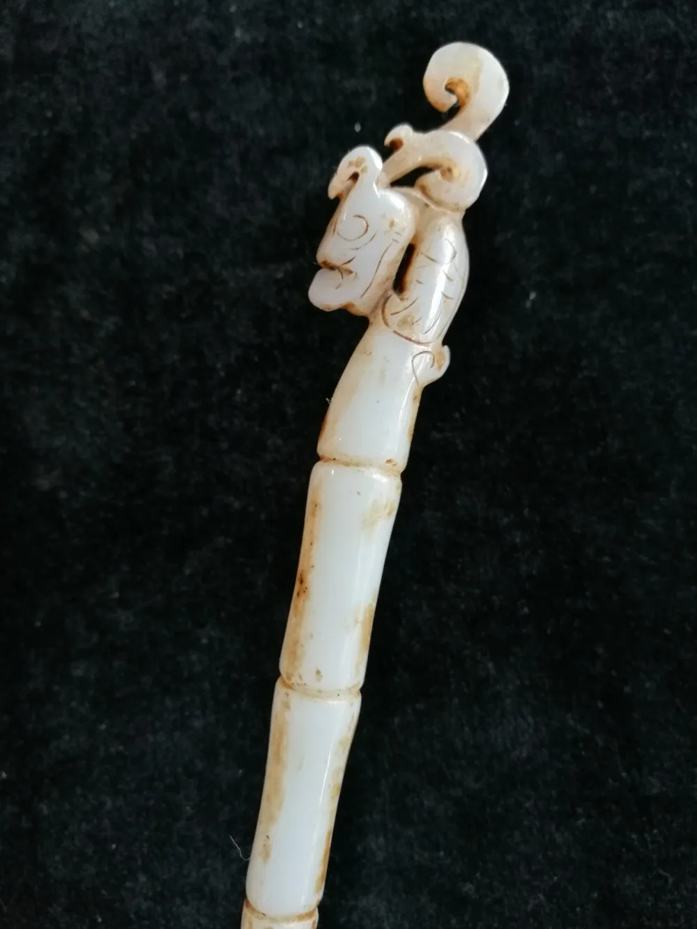 Китайская народная старая ручная резьба традиционный старый нефрит заколка с птицей Феникс