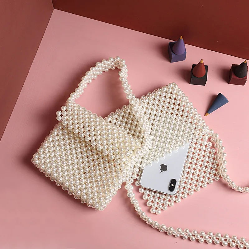 Ручной работы Для женщин сумка с жемчугом ручной вязки Сумочка расшитая бисером