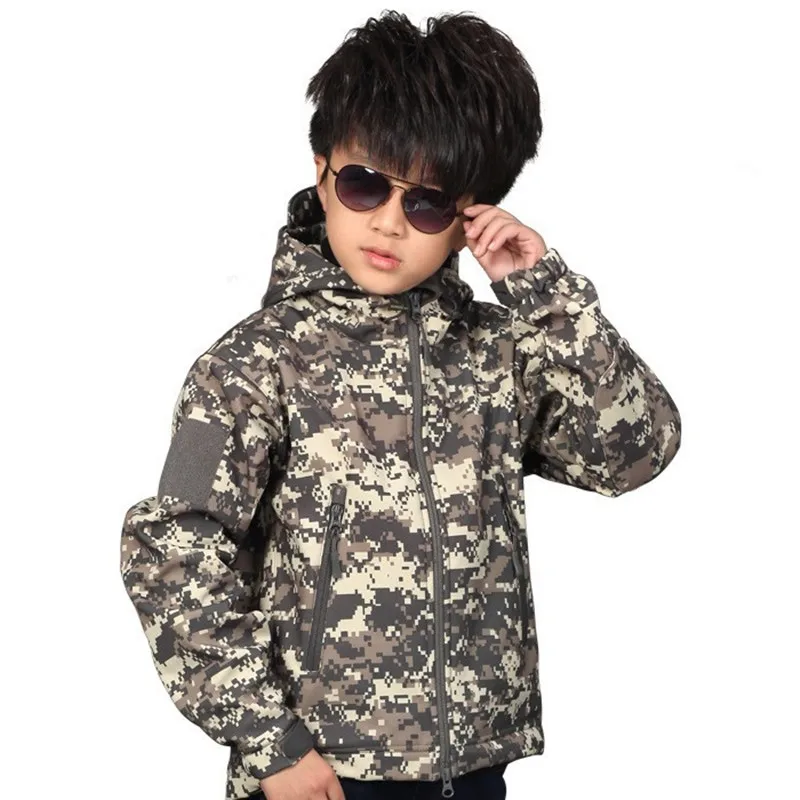 Hunting camping Tactical Shark Skin Children Outdoor Softshell Jacket Kids Sport Camping Clothes Waterproof Ski Hiking S-XXL | Спорт и