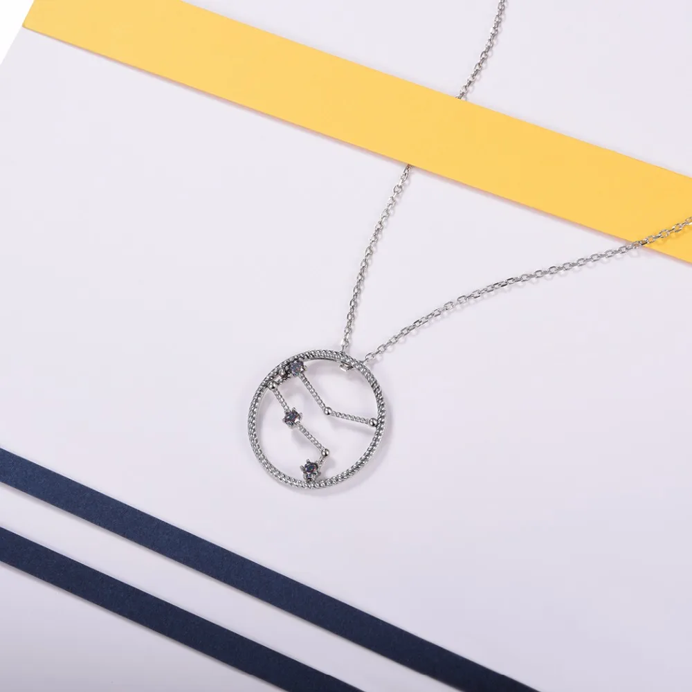 Silvercute Близнецы Star Созвездие ожерелье и Радуга Топаз Аутентичные стерлингового