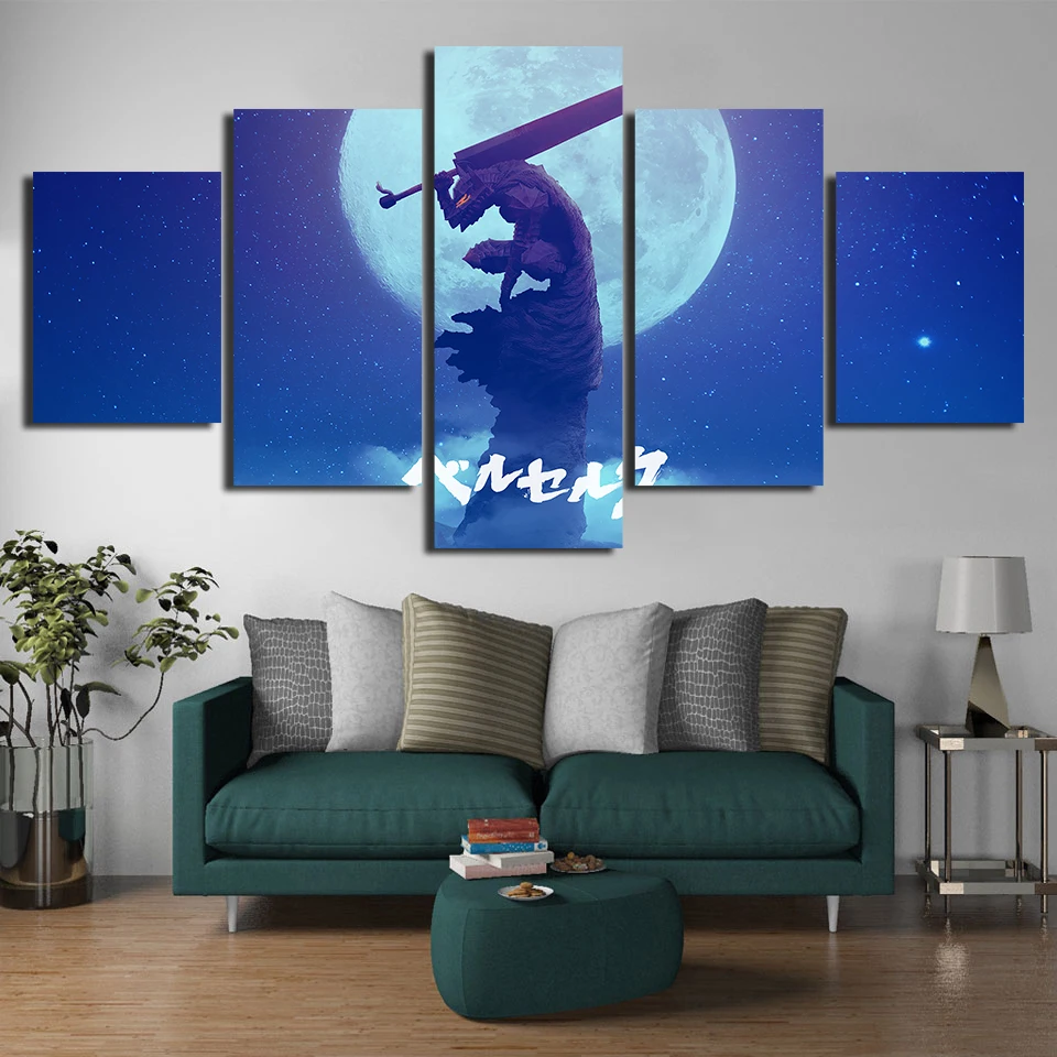 Wall Art домашнее украшение аниме Берсерк кишки Moon Shadow меч изображение воина один