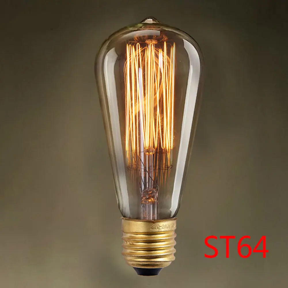 E27 ST64 E27 T30-225 G80 ST64 вольфрамовый ламповый светильник ing промышленный стиль винтажные Ретро подвесные лампы Эдисона лампы спиральный светильник ручной работы - Цвет: E27 ST64