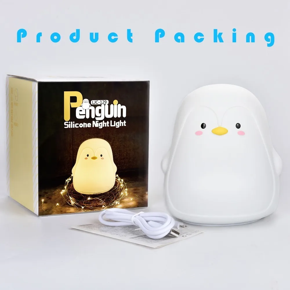 Cute Penguin Night Lamp Cartoon LED Lampara Toys Light For Children Touch Baby Lampka Nocna Dla Dzieci Veilleuse Enfant | Лампы и