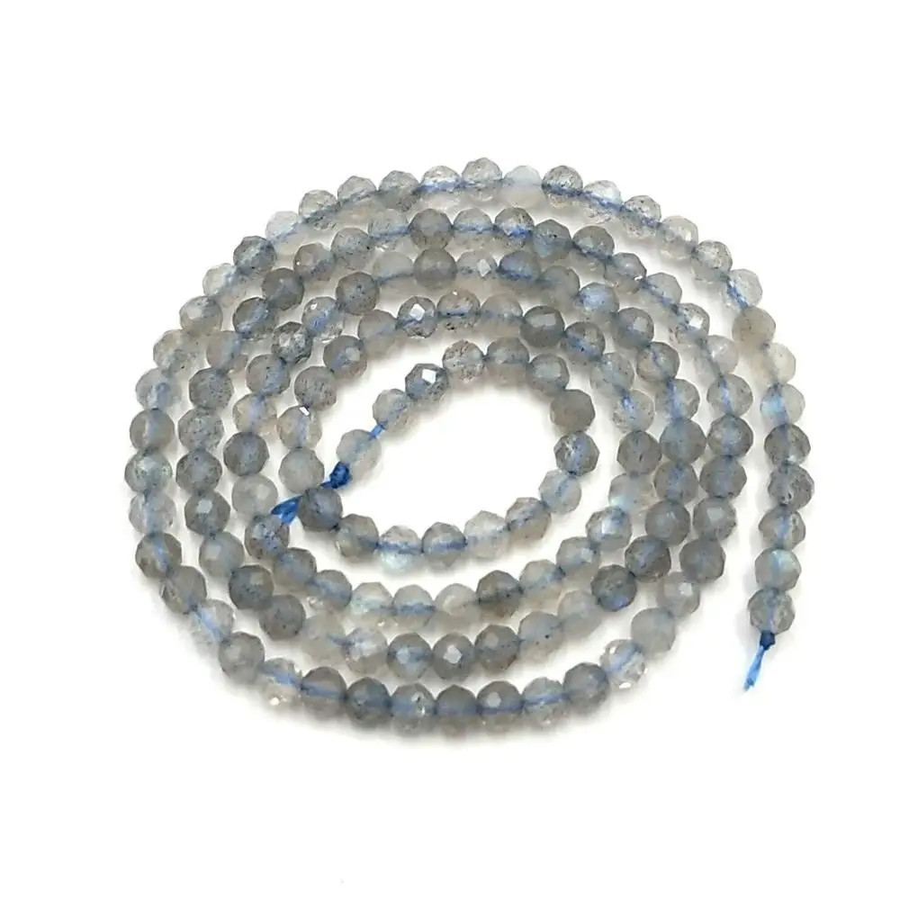 Gray Labradorite Граненый 3 мм Натуральный Камень Амазонит розовый кварц аметисты Агаты лазурит бусины для самостоятельного изготовления ювелирных изделий браслет - Цвет: Gray Labradorite