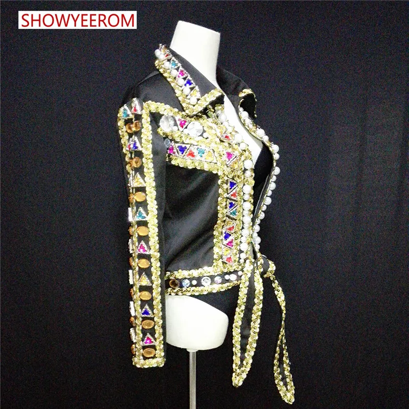 Женский костюм для вечеринок модный пикантный со стразами в стиле барокко певицы