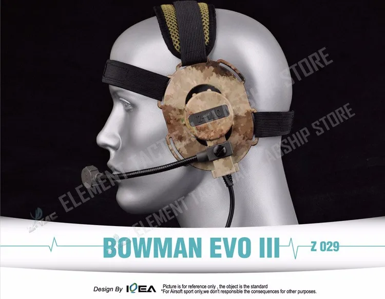 Элемент Z TAC Bowman Evo 3 Пейнтбол Охота Тактический Гарнитура Z 029 Военному Стандарту Наушников BK Пустыня Цифровой Камуфляж