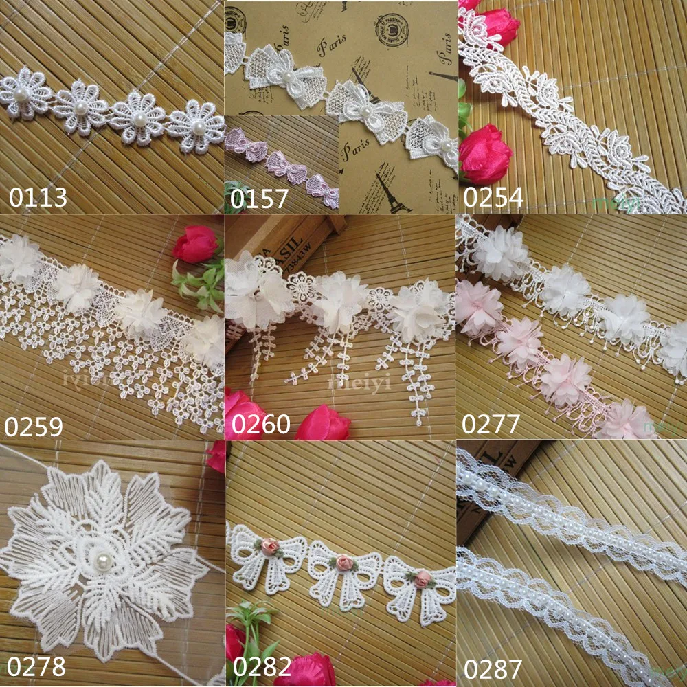 3 метра цветочный бант кружевной край отделка лента ткань вышитая аппликация