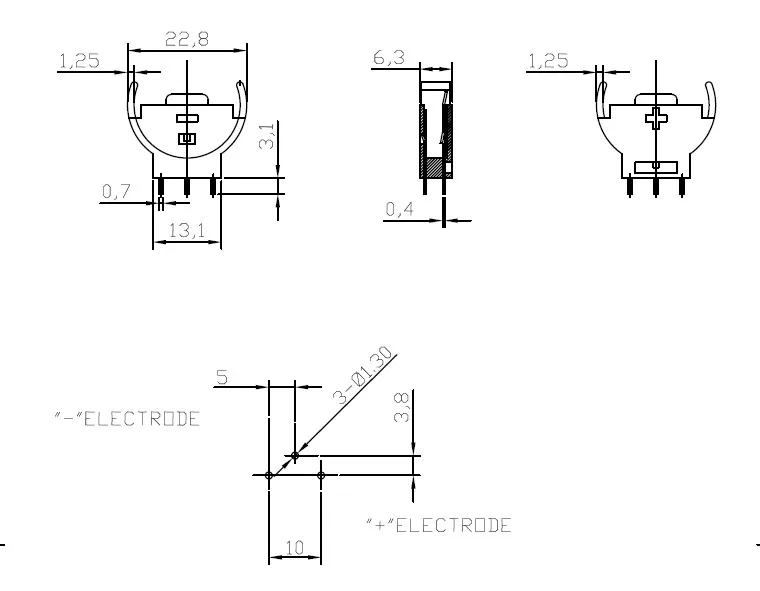 Rainpro 10 шт./лот BS 5 3V CR2032 CR2025 Вертикальная трехконтактная прямая Кнопка Экологичная