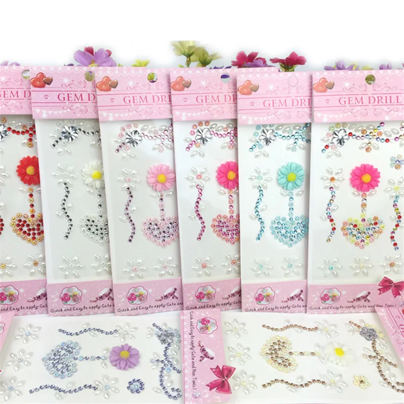 1 Лист Цветок Сердца Мотив Стразы Наклейки Flatback Дрель Акриловый Стикер для Сумки