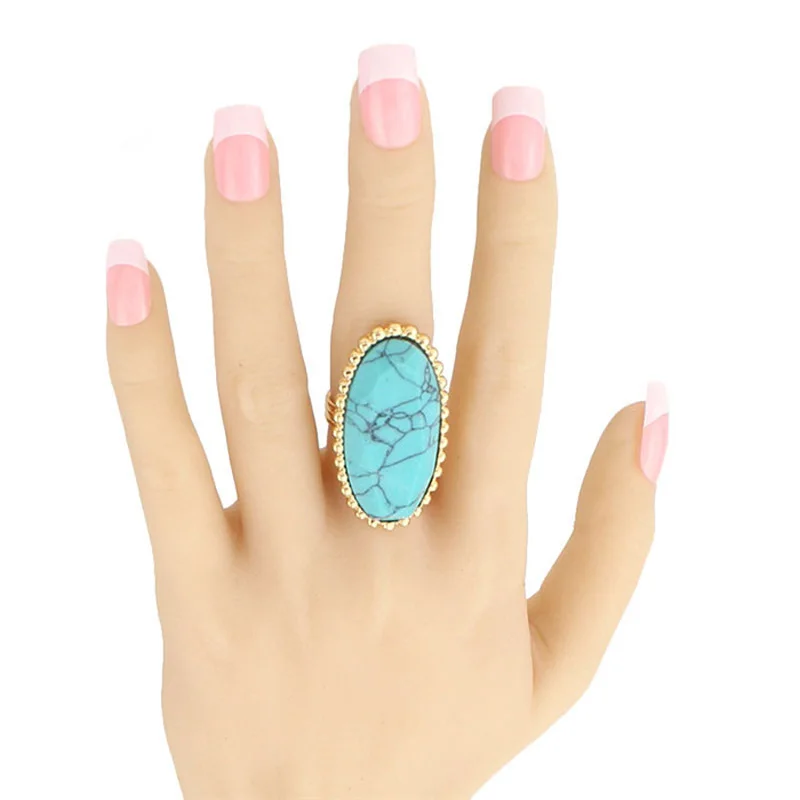 Модные ювелирные изделия золотого цвета экзотическое овальное кольцо Howlite из