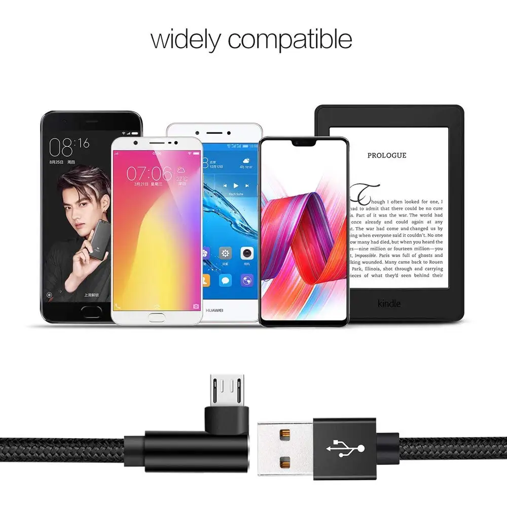 Быстрый зарядный кабель Fasnshu Micro USB шнур изгибающийся под 90 градусов L Type C IOS гибкие