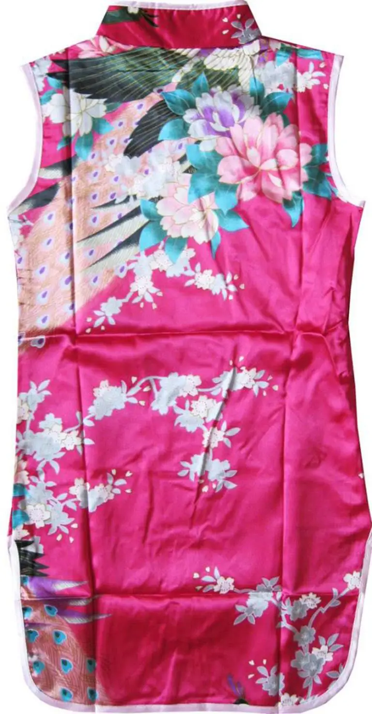 Sunny Fashion платья для девочек платье Павлин Искусственный Шелк Cheongsam Китайский Дети