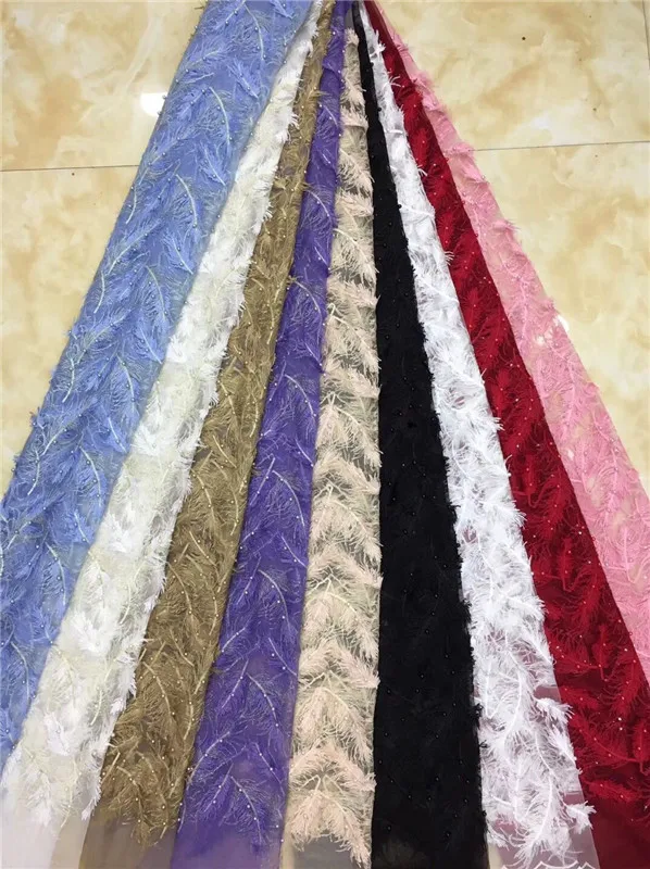 Purple Nigerian French Lace Fabrics 2019 African Tulle Fabric High Quality Wedding For Dress sky blue | Дом и сад