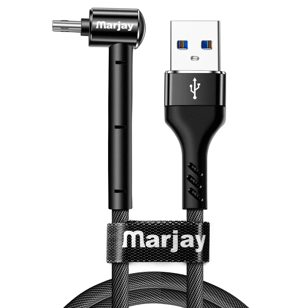 Marjay Micro USB кабель держатель быстрой зарядки Microusb зарядное устройство шнур для samsung S7 Xiaomi Redmi Note 5 Pro 4 планшет телефон кабель - Цвет: Black