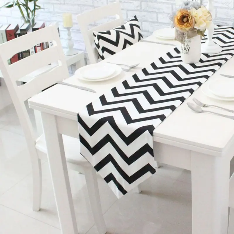 5 Color Simple Style Cotton Table Runners Geometric Print Canvas Ribbon Rustic Home Decoration | Дом и сад