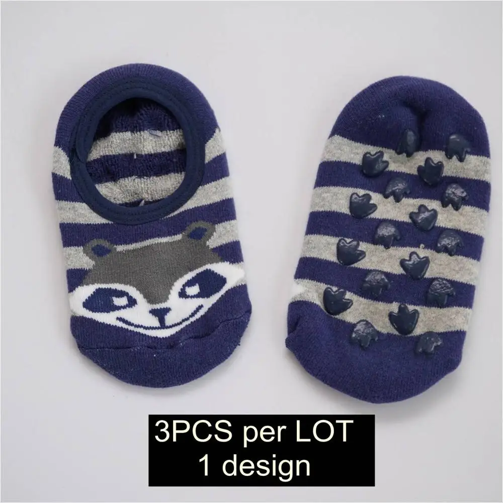 3pcs one lot 3 шт./лот) осенне-зимние носки милые детские короткие носки унисекс для мальчиков и девочек противоскользящие носки-тапочки с героями мультфильмов От 4 до 12 лет - Цвет: 3pcs one lot