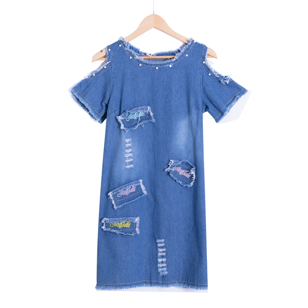 Платье женское джинсовое ТРАПЕЦИЕВИДНОЕ с вышивкой пикантный сарафан в стиле