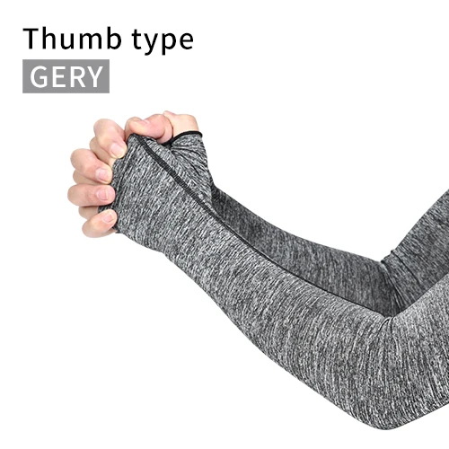 Thumb style-Grey INBIKE велосипедный рукав анти-УФ ледяная ткань дышащий Бег MTB велосипед фитнес Баскетбол налокотник Спорт на открытом воздухе гетры - Цвет: Thumb style-Grey