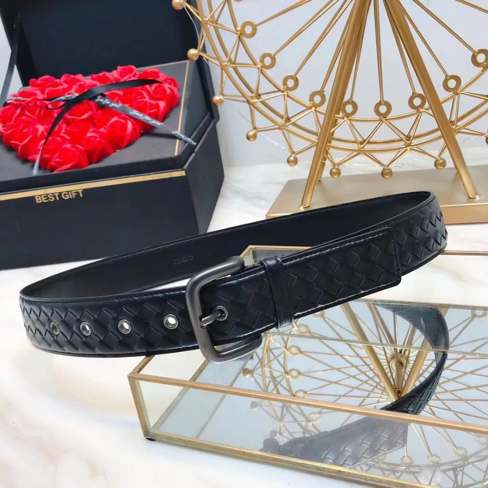 Kaisiludi young imported calf braid men's belt sand-grinding needle buckle couple's universal and women's belts | Аксессуары