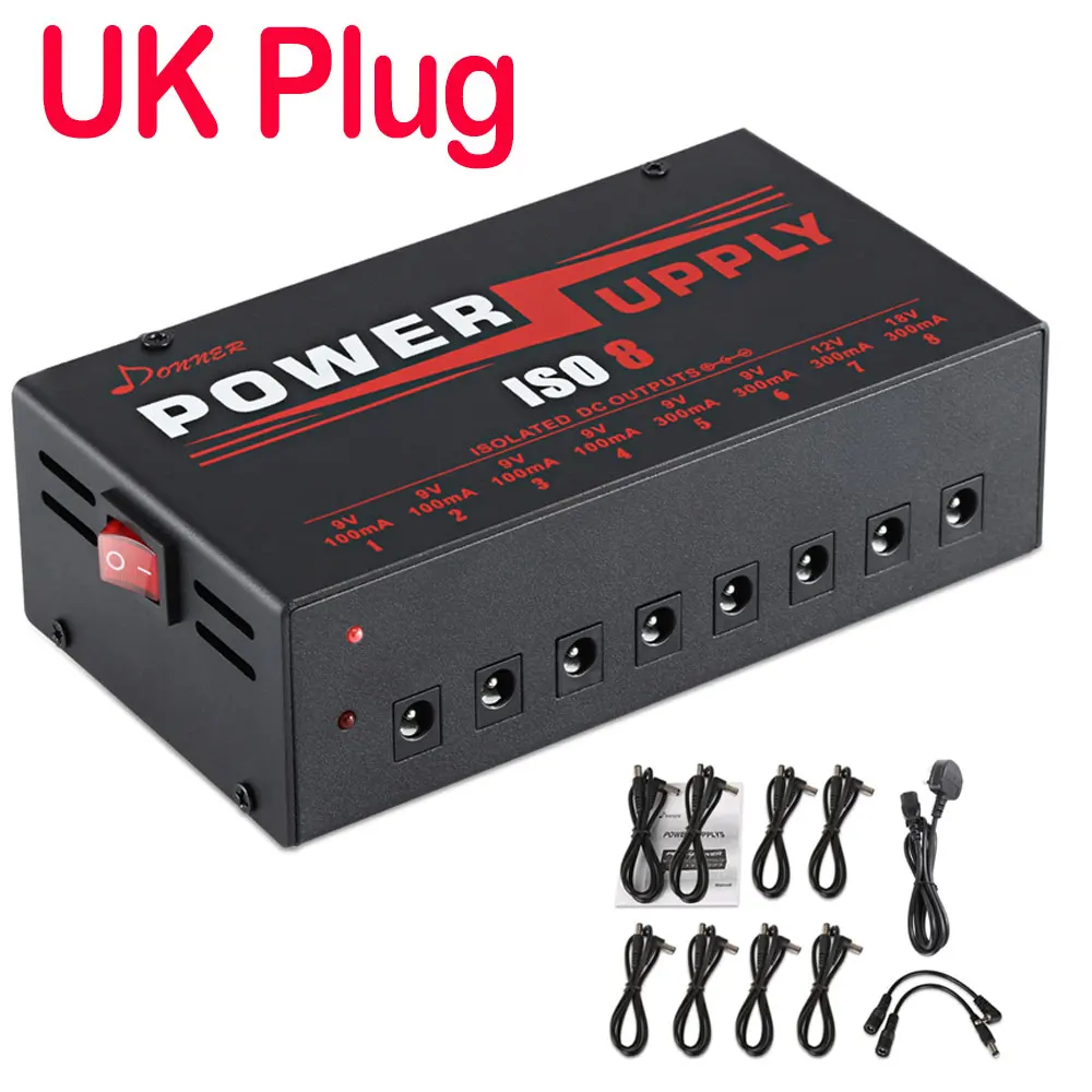 UK Plug Donner DP-3 изолированный выход гитарный эффект педали питания для 9 В/12 В/18 в педали доска гитарные аксессуары Защита напряжения - Цвет: UK Plug