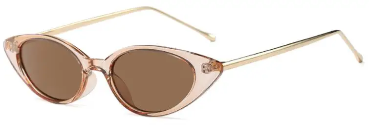 C8 tea frame black УНИКАЛЬНЫЕ Солнцезащитные очки кошачий глаз женские тонкие очки в черепаховой оправе маленькие очки Модные металлические черные солнцезащитные очки для женщин милые сексуальные Оттенки UV400 - Цвет линз: C8 tea frame black