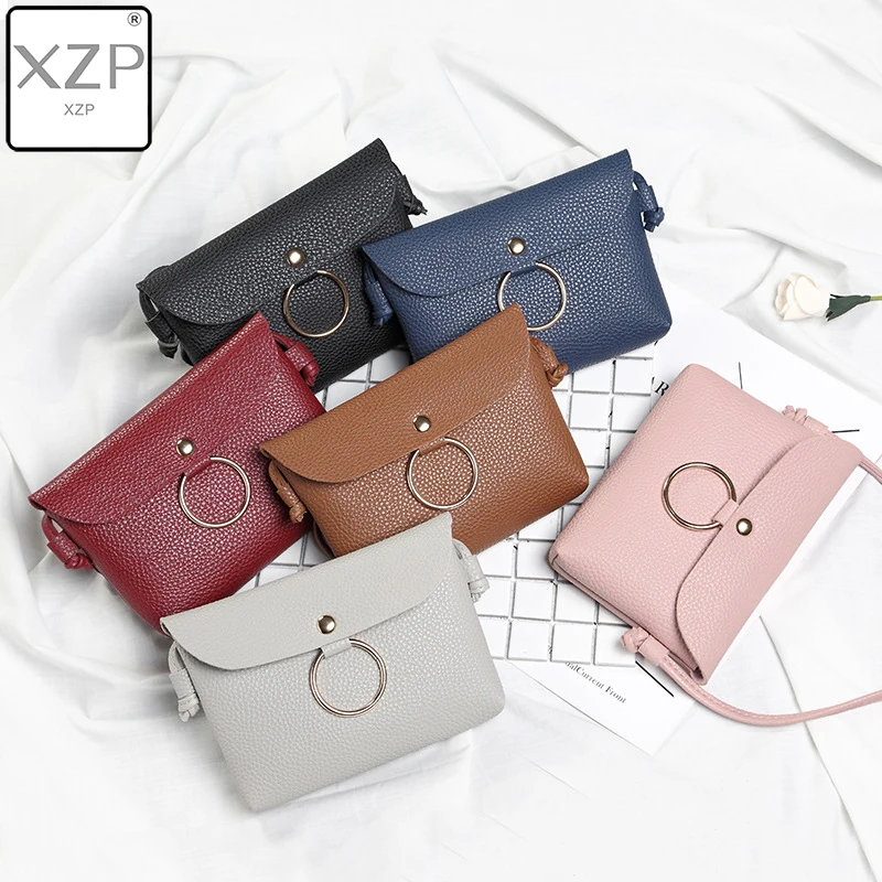 Сумка-мессенджер XZP женская из экокожи простой однотонный Мини-клатч на застежке