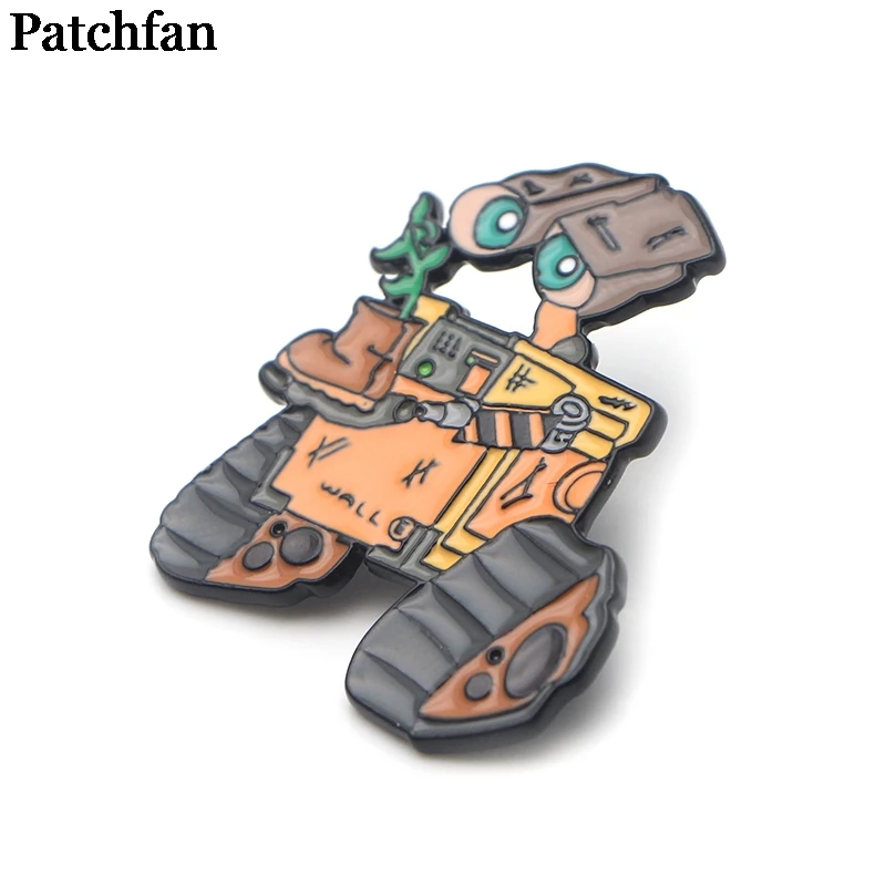 Patchfan WALL E Robots металлический Узелок цинка Значки для рубашки сумка для одежды рюкзак броши для обуви значки медали украшения A1949