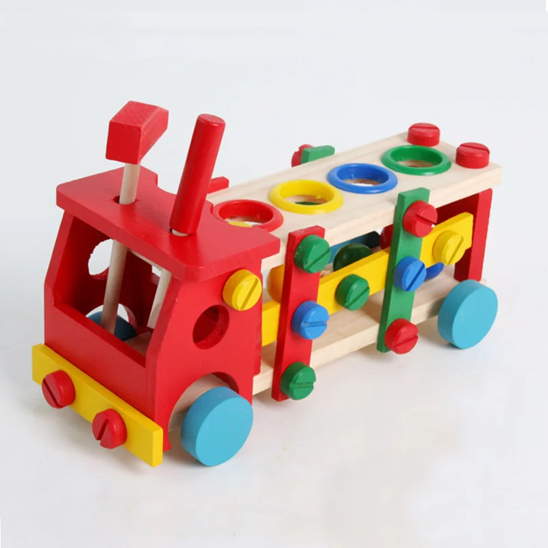 New Wooden Educational Knock The Ball Disassembly/Assembly Screw Vehicle Baby Kids Gift Block Car Toys For Children Juguetes | Игрушки и