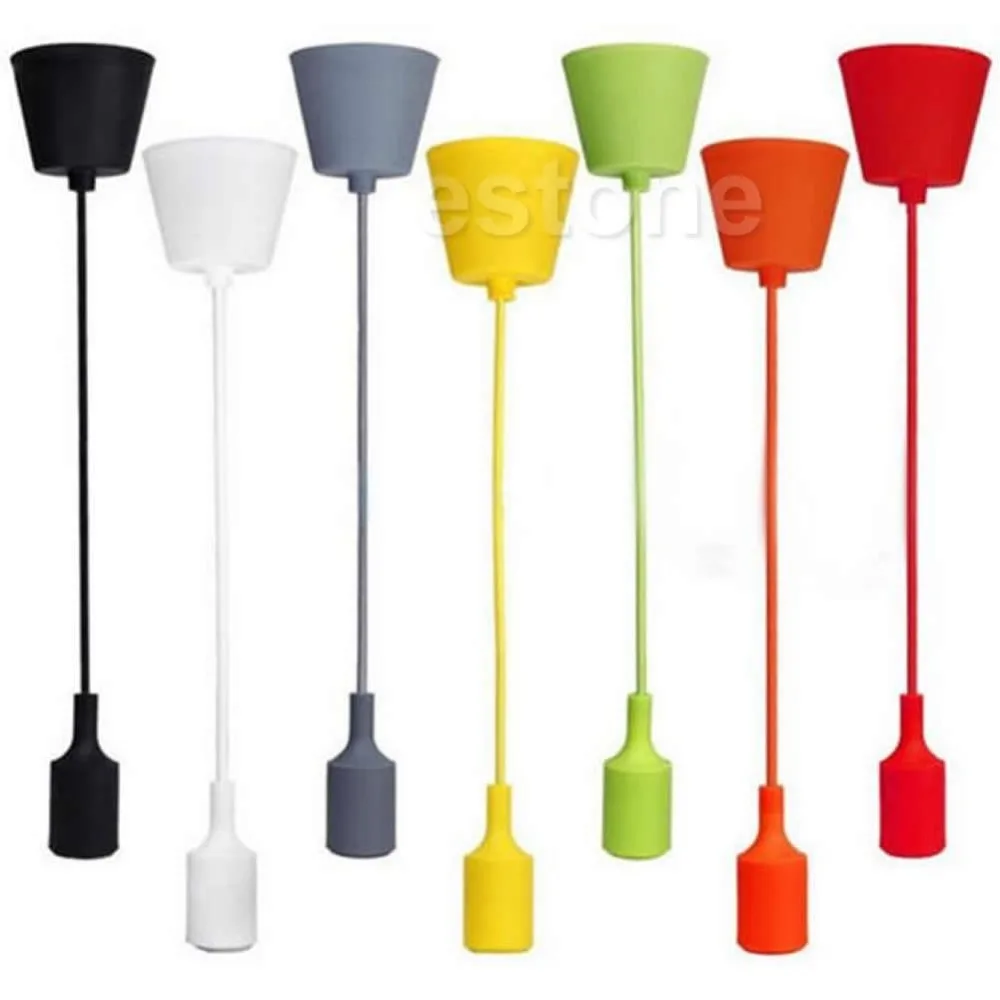 Цветная вязаная подвесная люстра E27 из силикона с винтовым креплением лампа