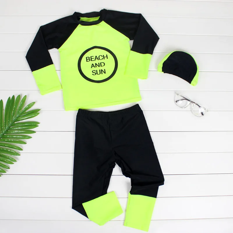 Комплект из 3 предметов для мальчика гидрокостюм маленьких мальчиков купальник с