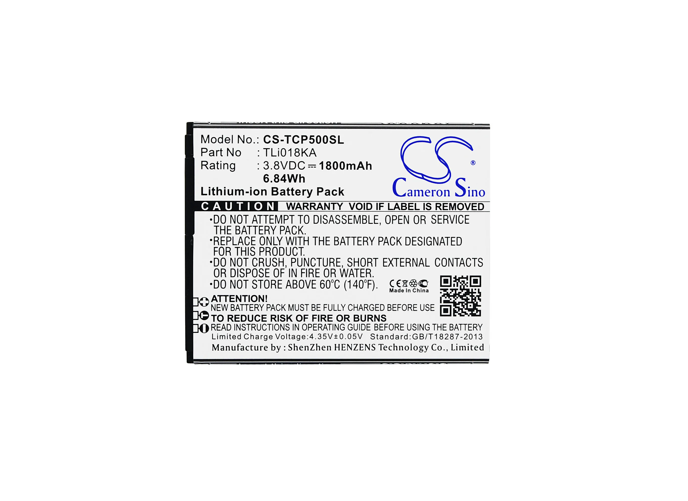 Аккумулятор Cameron Sino TLi018JA TLi018K7 TLi018K9 TLi018KA для TCL P316L P500M P501M P502U 1800 мАч|1800mah battery|cameron