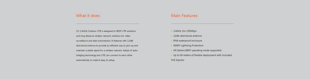 Tenda O3 150 Мбит/с Открытый 5 км 2,4 г CPE беспроводной WiFi ретранслятор расширитель маршрутизатор точка доступа Wi-Fi мост с POE адаптером