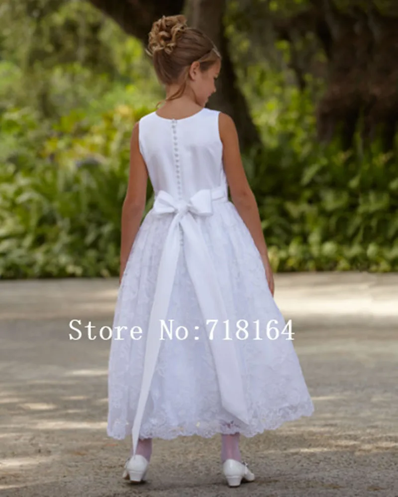 Старинные атласа и кружева платье девушки цветка для свадеб маленькие девочки