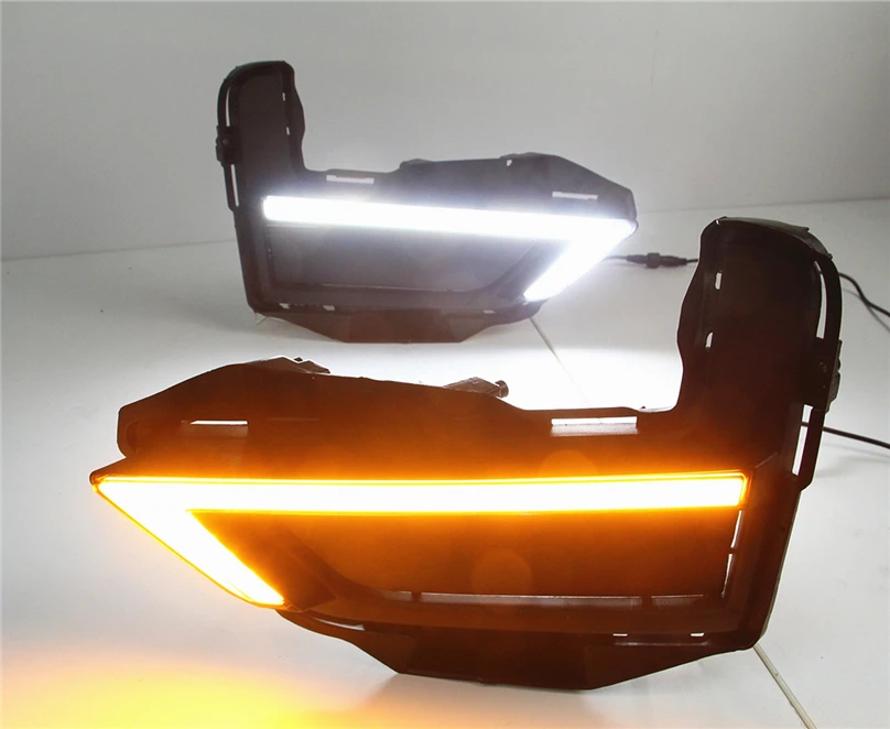 2 шт. DRL для Nissan X-Trail Xtrail X trail дневные ходовые огни Противотуманные фары 12 в дневной свет с желтым сигналом