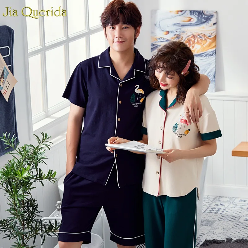 Loungewear/комплект пижам для мужчин и женщин новинка 2019 года летняя одежда сна с