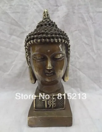 

wang 00078 8" Chinese Bronze Shakyamuni Buddha Head Statue Tibet Fo Guang Pu Zhao Seal