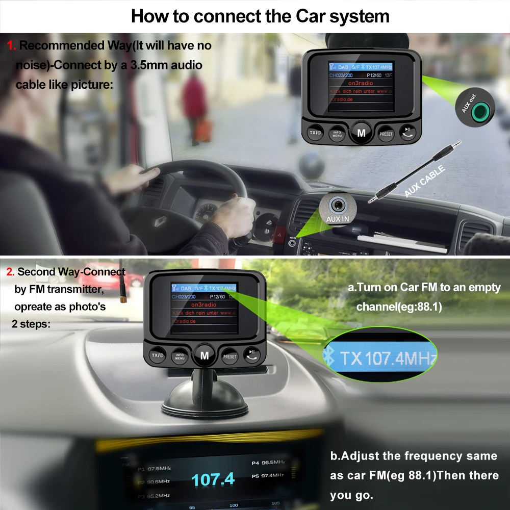 Автомобильный цифровой радиоприемник DAB 2 4 дюймов ЖК TFT цветной экран Bluetooth 64G SD/TF