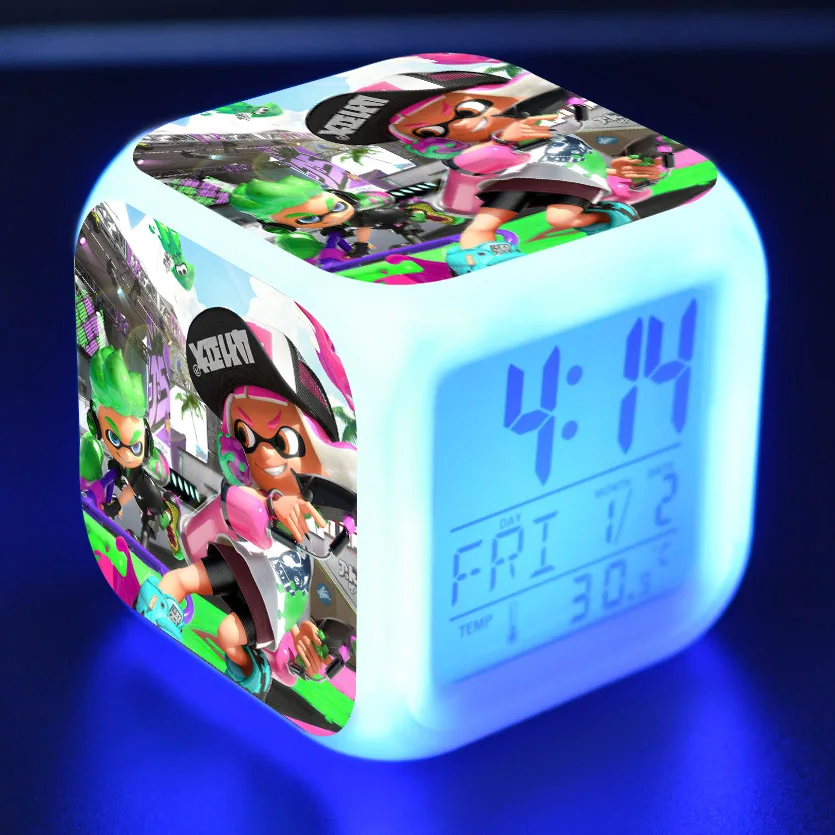 4 Splatoon мультяшный будильник детские игрушки Led reloj будильник, цифровой Электронные часы с будильником Пробуждение свет стол reveil wekker - Цвет: 4