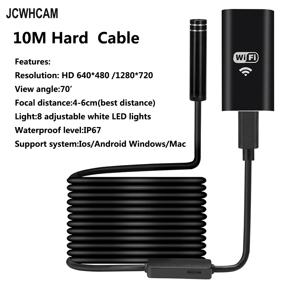 Камера Эндоскоп JCWHCAM HD 720P 8 мм WIFI 10 м|endoscope camera|borescope cameraborescope ios |