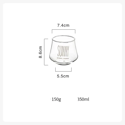 Nordic Water Glass Sunny Cup Milk Juice Beverage Glass Beer Wine Dessert Cup - Цвет: white letter short