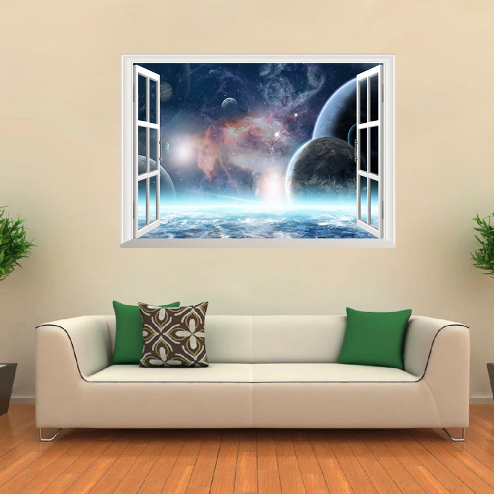 Космические Планеты 3D наклейки на окна стены Cosmic настенные для детской комнаты