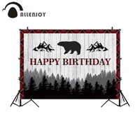 allenjoy background for photo studio white wood wild animals birthday party forest bear vintage photography backdrop photocall