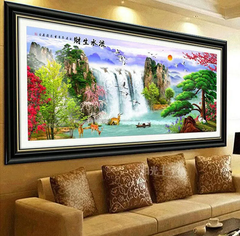 QIANZEHUI Рукоделие сделай сам реки и горы вышивка крестиком наборы для вышивки