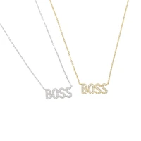 925 sterling silver paved crystal letter boss babe pendant necklaces long 45cm chain necklace choker jewelry for womens