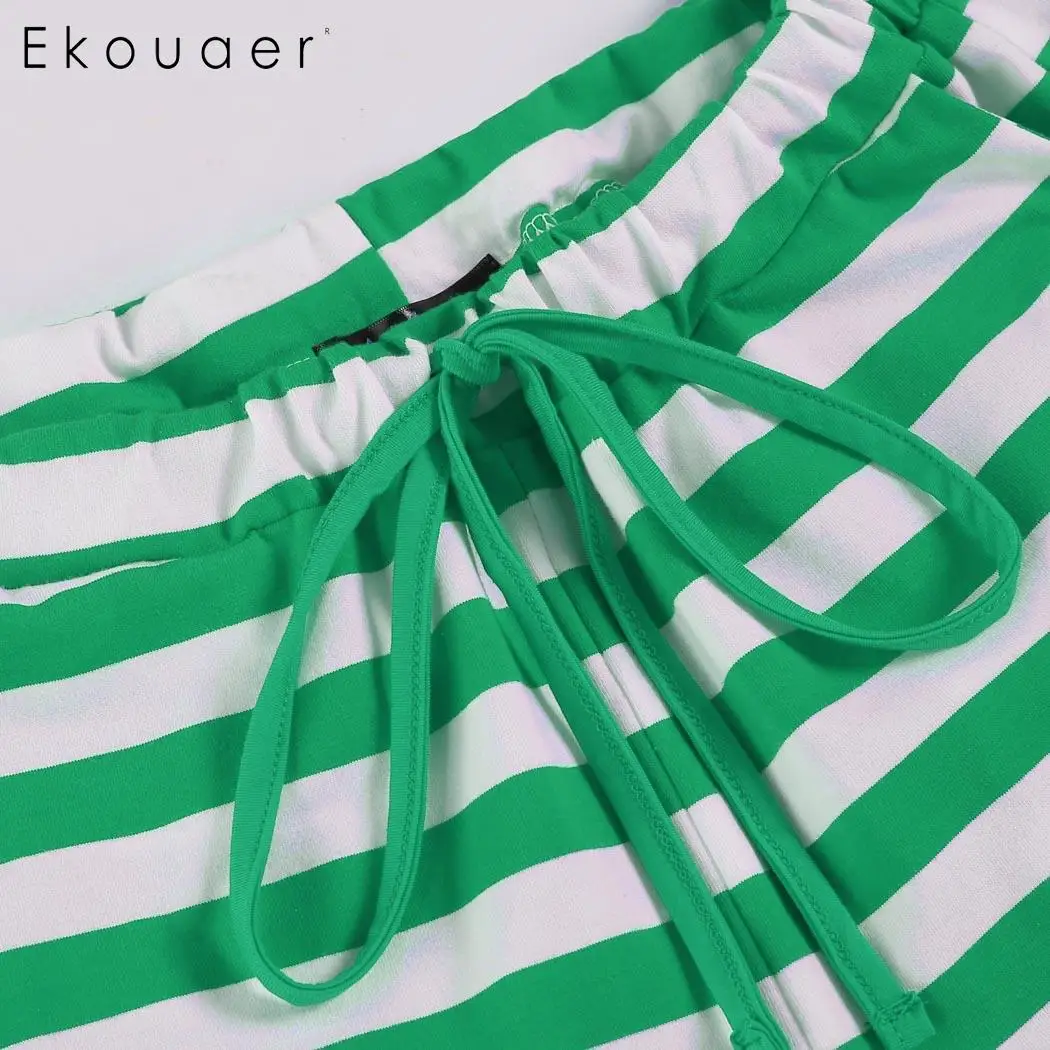 Ekouaer/женские хлопковые Пижамные комплекты одежда для сна топы с длинными