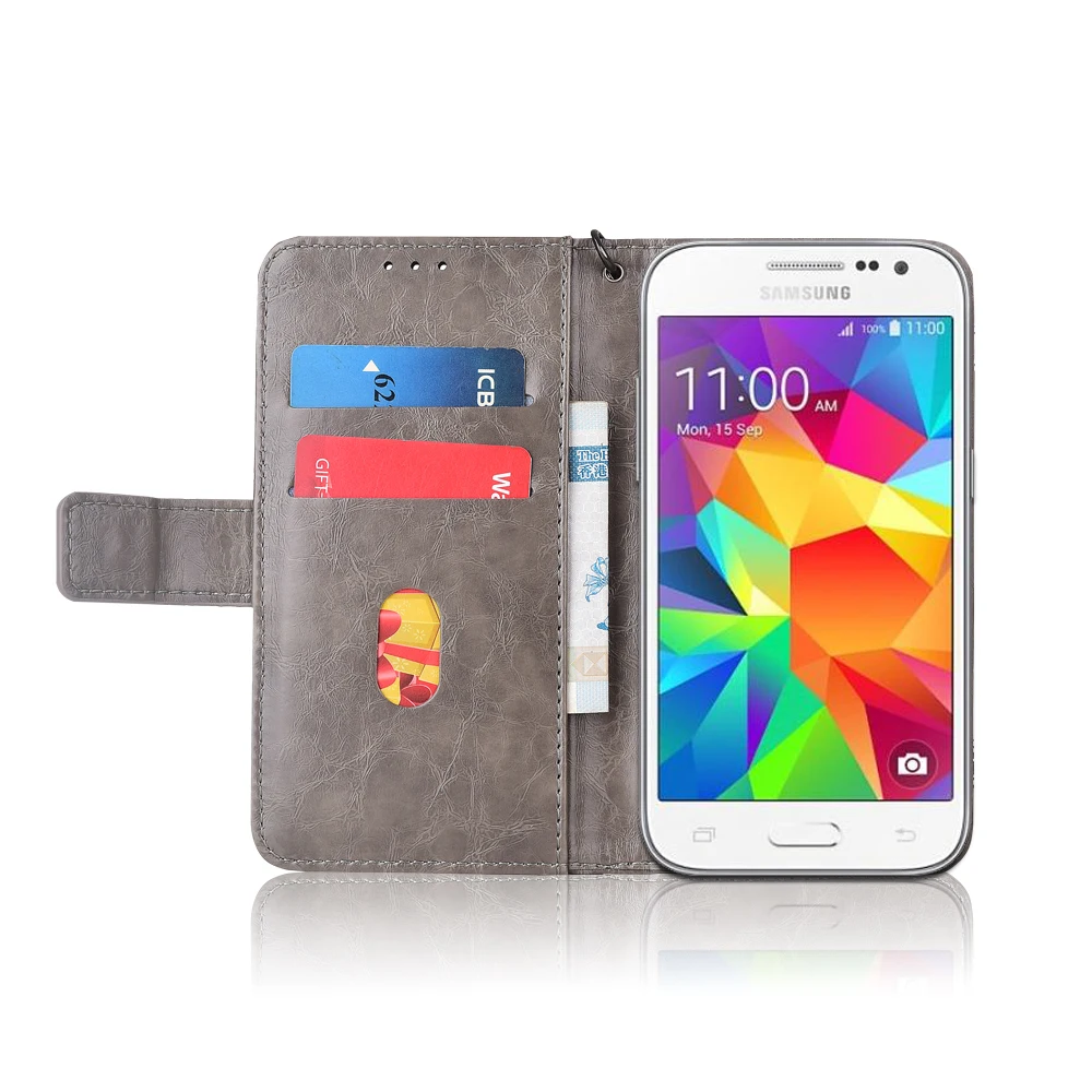 Кожаный флип-чехол для Samsung Galaxy Core Prime VE чехол G361F G360 чехлы-бумажники с ремешком