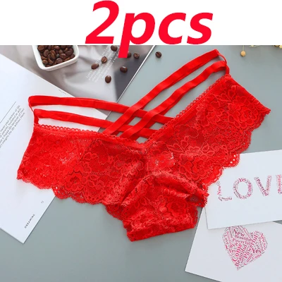2pcs red 2 шт./компл. сексуальные кружевные трусики модная одежда для девочек трусики-стринги с перекрестными ремешками кружевные стринги Для женщин сексуальные трусы-брифы с низкой талией - Цвет: 2pcs red
