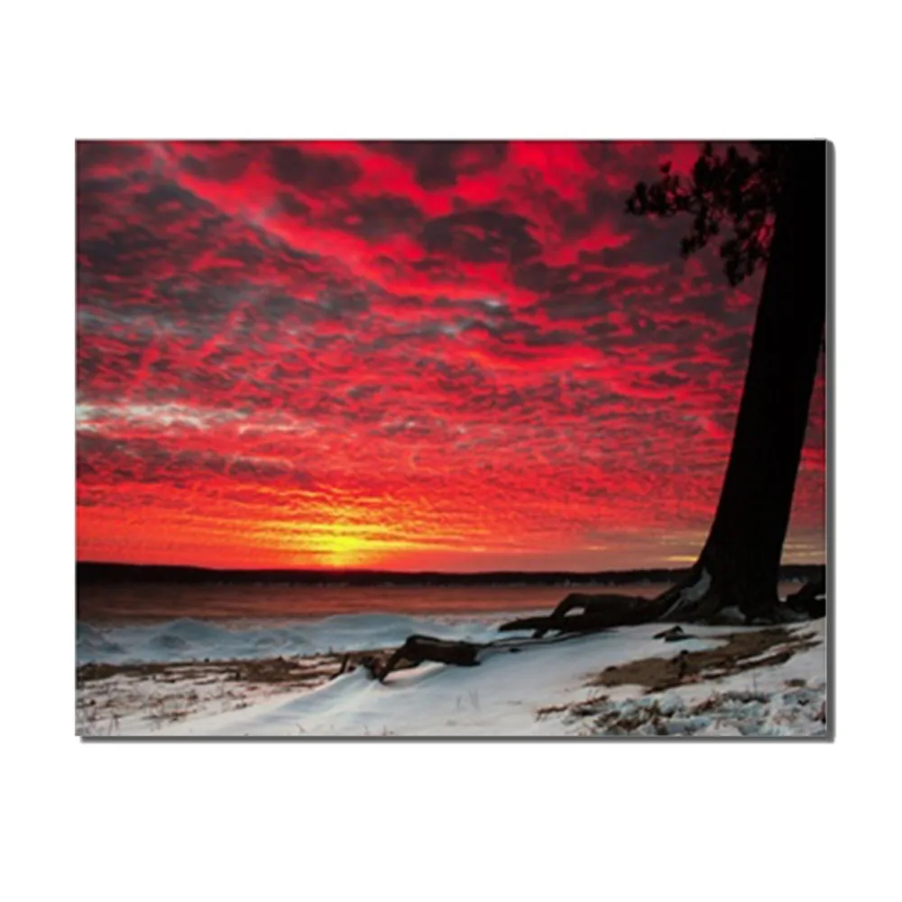 Laeacco Dusk розовый пасмурный пляж популярные декоративные постеры с масляной