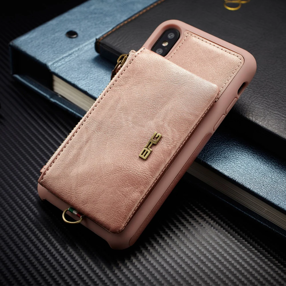 Чехол Кошелек из искусственной кожи на молнии для iPhone X кошелек кожаный чехол