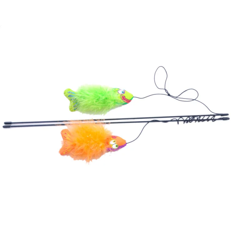 2PCS/LOT Wholesale Pet Products Feather Rod Interactive pet cat toy fish toys for cats catnip scratch FATCAT | Дом и сад